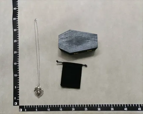 Ossuary Anime Girl Skeleton Silver Pendant QC photo