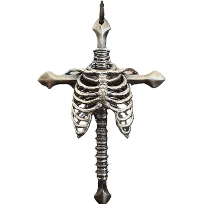 Ossuary Rib Cage Silver Pendant product photo
