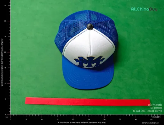 Chrome Hearts Blue Triple Cross Patch Trucker Hat QC photo