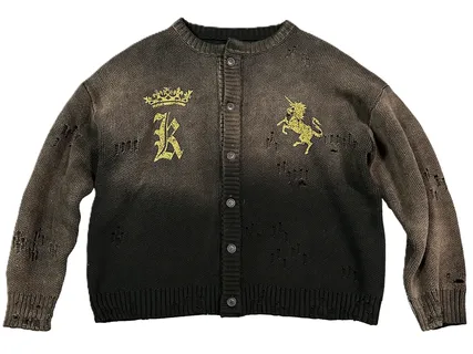 KLICK CLAK Distressed Washed Knit Cardigan product photo