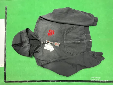 noEmosen Black Embroidered Dragon Zip-Up Hoodie QC photo