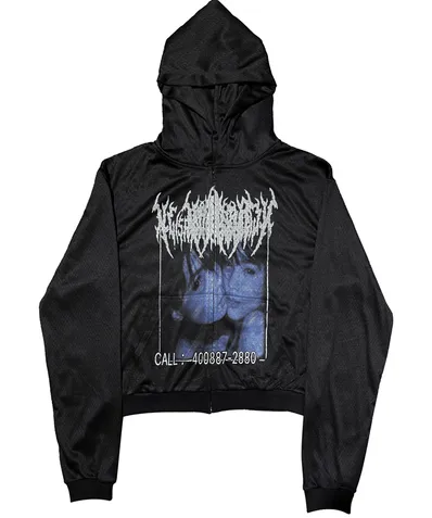 RYE CHASIN Black Mesh Zip-Up Hoodie product photo