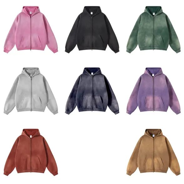 Unbranded Blank Washed Zip-Up Hoodies #2 product photo