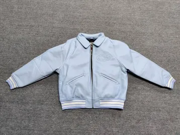 Corteiz Leather Jacket Light Blue QC photo