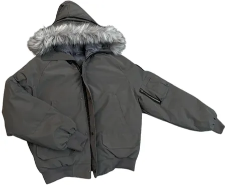 Flee GFN Hooded Faux Fur Parka Jacket Grey product photo
