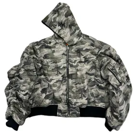 PopProject Hoodie Bomber Jacket Distressed Camo product photo