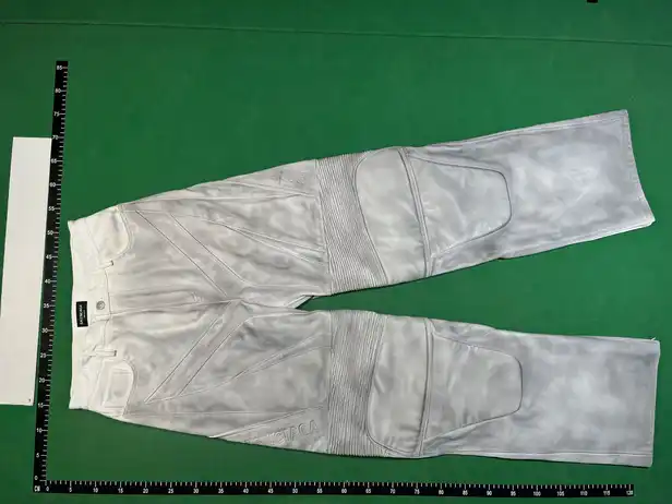 Balenciaga White Baggy Biker Leather Pants QC photo