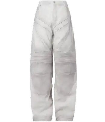 Balenciaga White Baggy Biker Leather Pants product photo