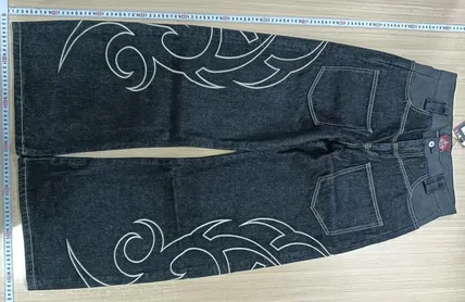 DETW Raw Denim Tribal Pattern Baggy Jeans QC photo