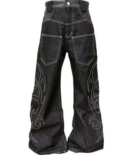 DETW Raw Denim Tribal Pattern Baggy Jeans product photo
