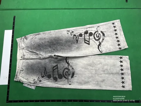 DETW White Dirty Wash Music Note Baggy Jeans QC photo