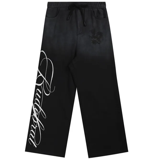 noEmosen Baggy Embroidered Sweatpants Black product photo