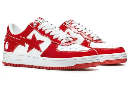 A Bathing Ape Bape Sta Patent Leather White Red product photo