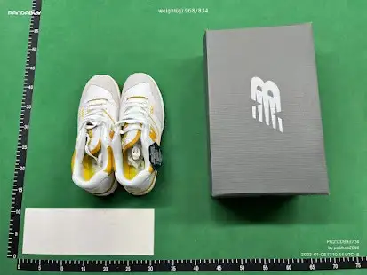 New Balance 550 Sea Salt Varsity Gold QC photo