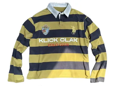 KLICK CLAK Yellow Striped Long Sleeve Polo product photo