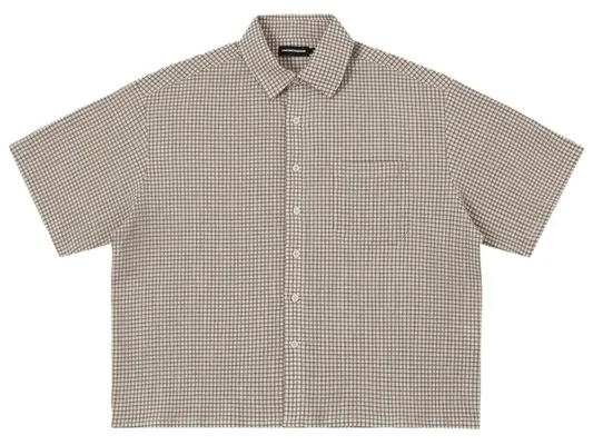 Union Kingdom Boxy Fit Button Up Shirt Beige product photo